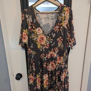 Torrid Super Soft Knit Grey Floral Dress NWT